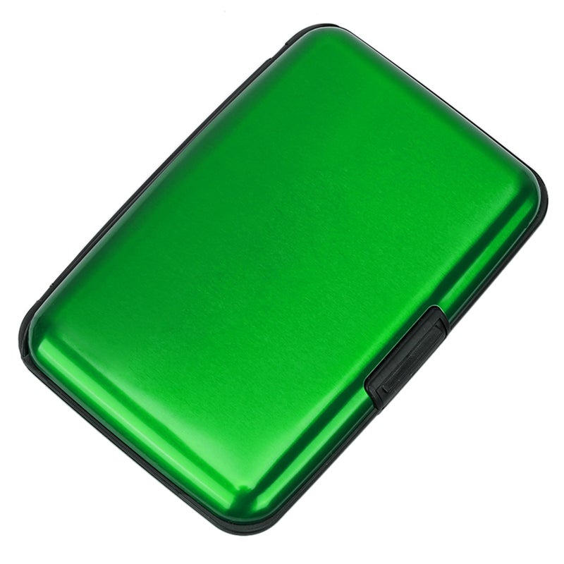 ELFISH Mini RFID Aluminum Wallet Credit Cards Holder Business Card Case Metal ID Case for Men Women (Green) - Image 1